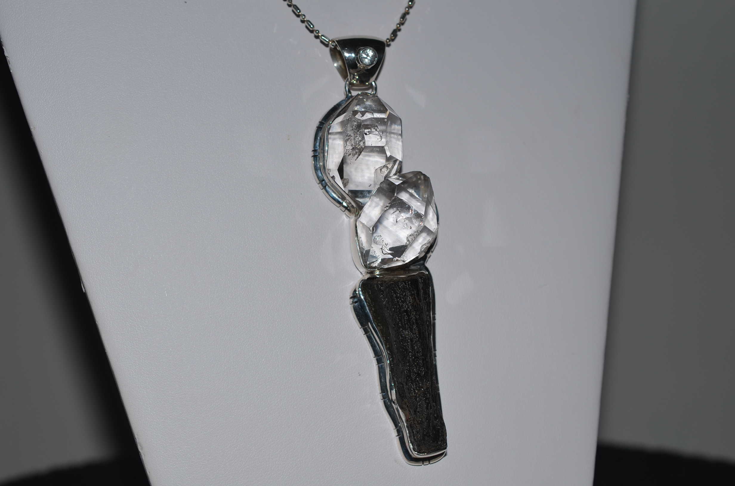 Herkimer Diamond Quartz Crystal Pendulum Angel Charm Spiritual Evolution EMF 